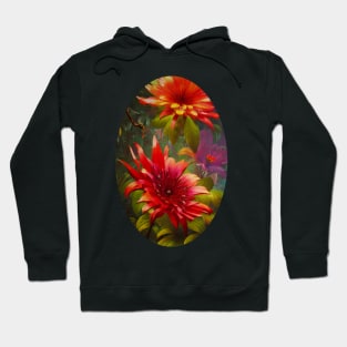 Vibrant Colorful Large Tropical Fantasy Flowers Artwork Hoodie